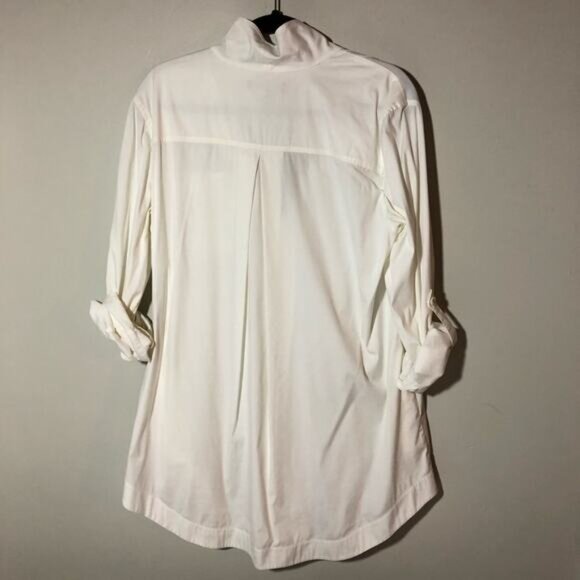 Lafayette 148 womens M white pullover shirt dress tunic toggle sleeves pockets - Picture 2 of 12